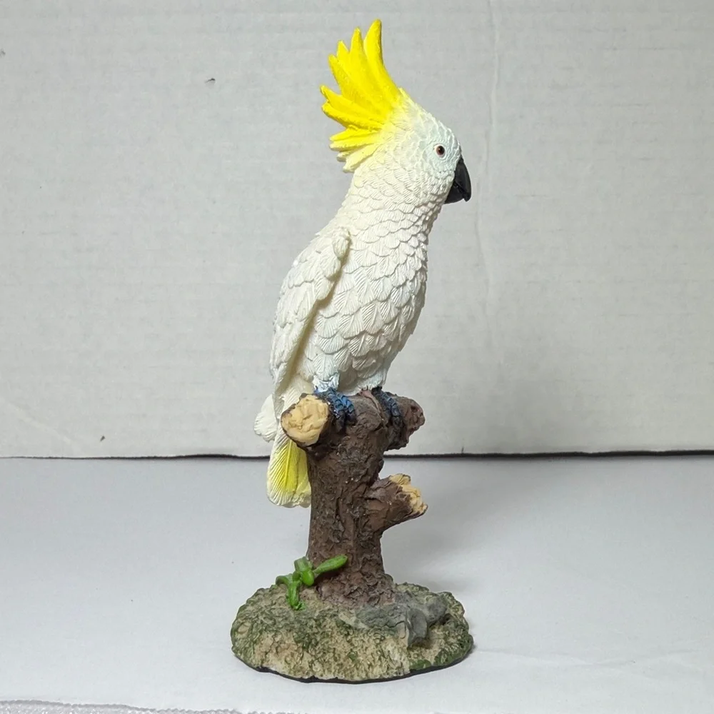 Charming Cockatoo Bird Figurine with Yellow Crest